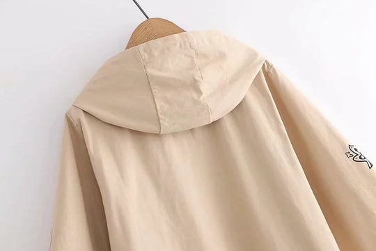 Vivid Dreams Printed Drawstring Hooded Coat for Women