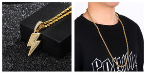 Hot Selling Lightning Hip Hop Pendant Micro-inlaid Zircon