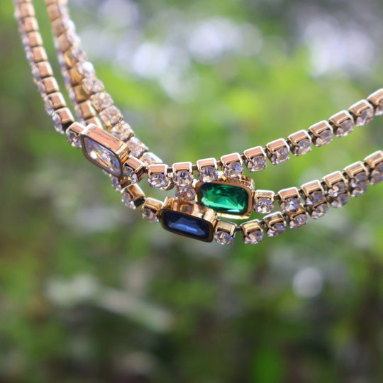 Tennis Zircon Light Luxury Emerald Necklace