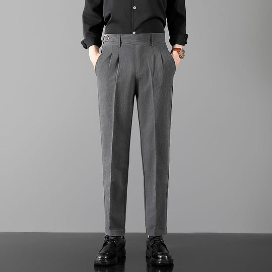 Mens Slim-Fit Straight-Leg Trousers