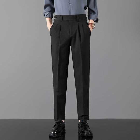 Mens Slim-Fit Straight-Leg Trousers