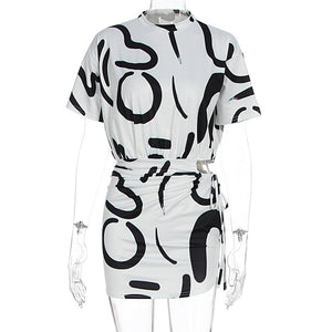Fashion Tie-dyed Pleated Slim-fit Sheath Dress Women