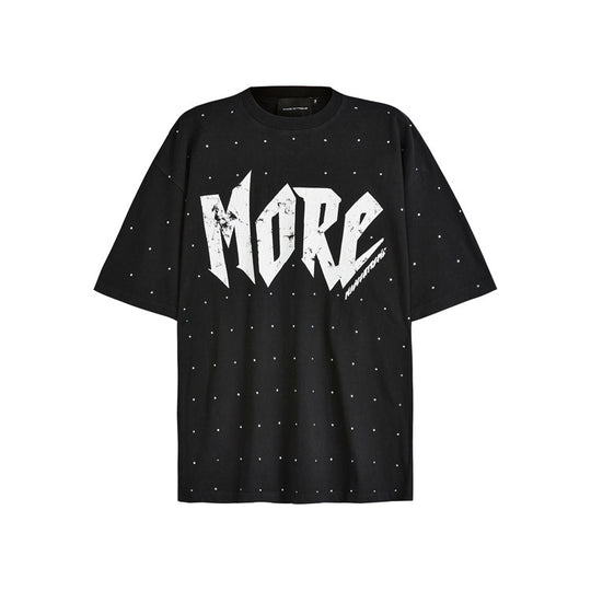 Street Rhinestone Letter Print, Round Neck Casual Short Sleeve T-shirt