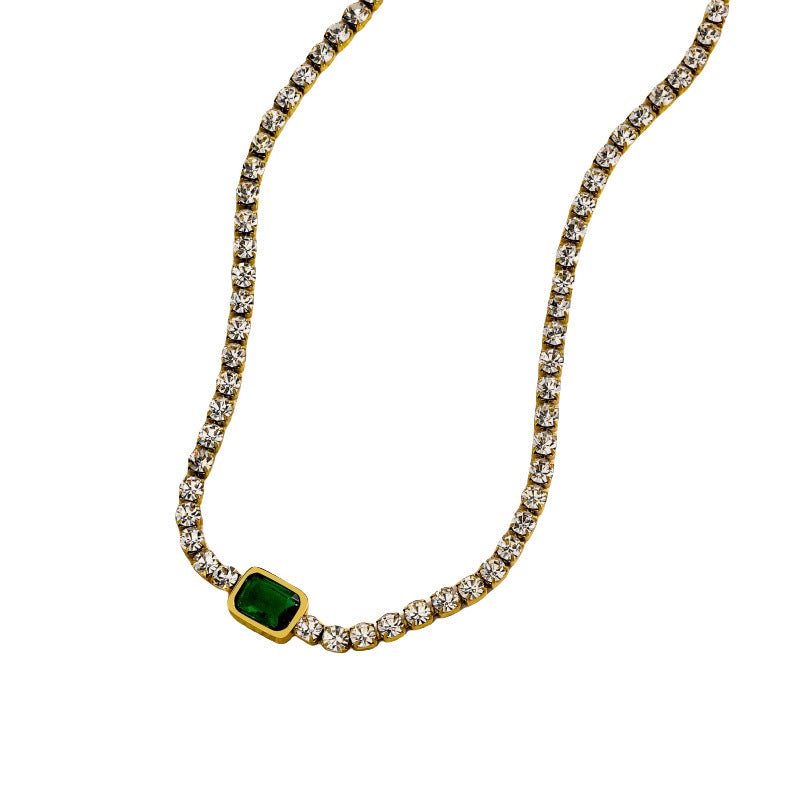Tennis Zircon Light Luxury Emerald Necklace