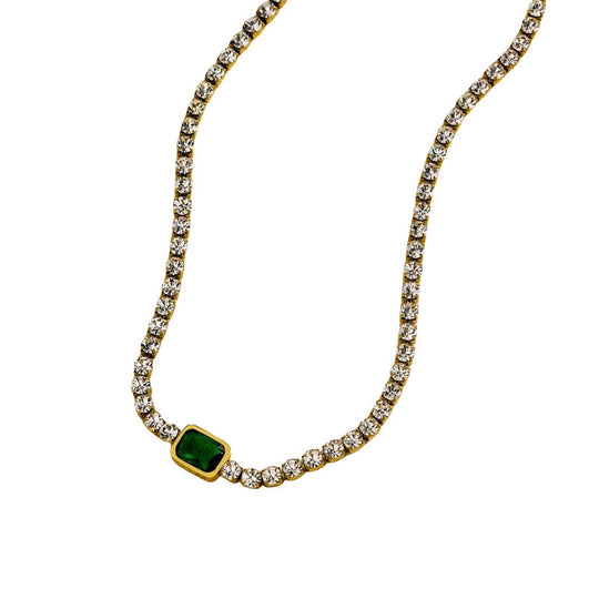 Tennis Zircon Light Luxury Emerald Necklace