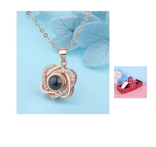 Hot Valentine's Day Gifts Metal Rose Jewelry Gift Box Necklace