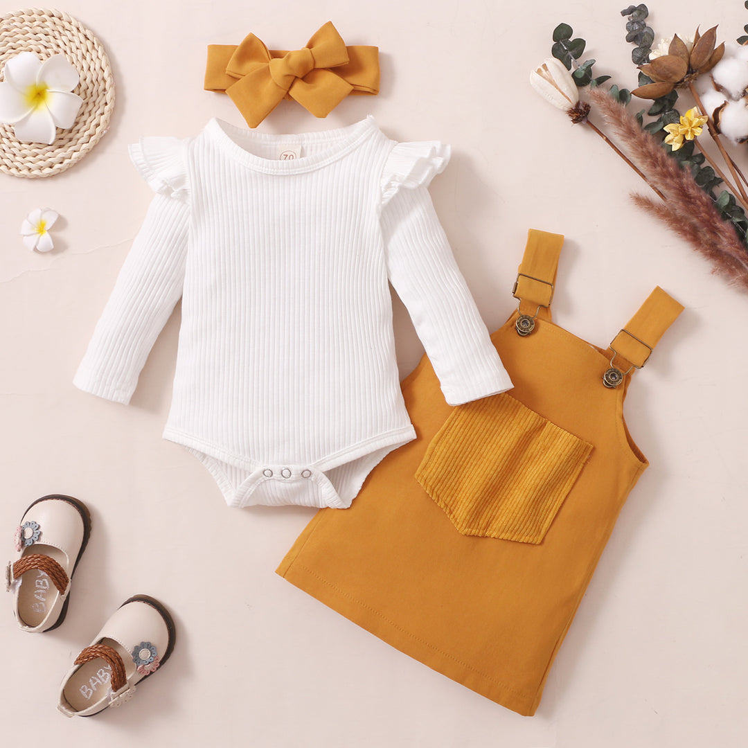 Charming Striped Suspender Skirt Set for Kids