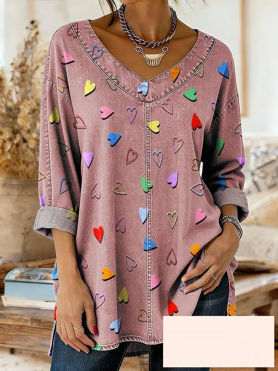 Botanical Print Relaxed Long-Sleeve Top