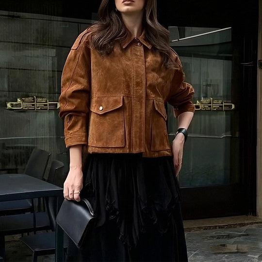 Coat Suede Women's Street Chic Regular Sleeve