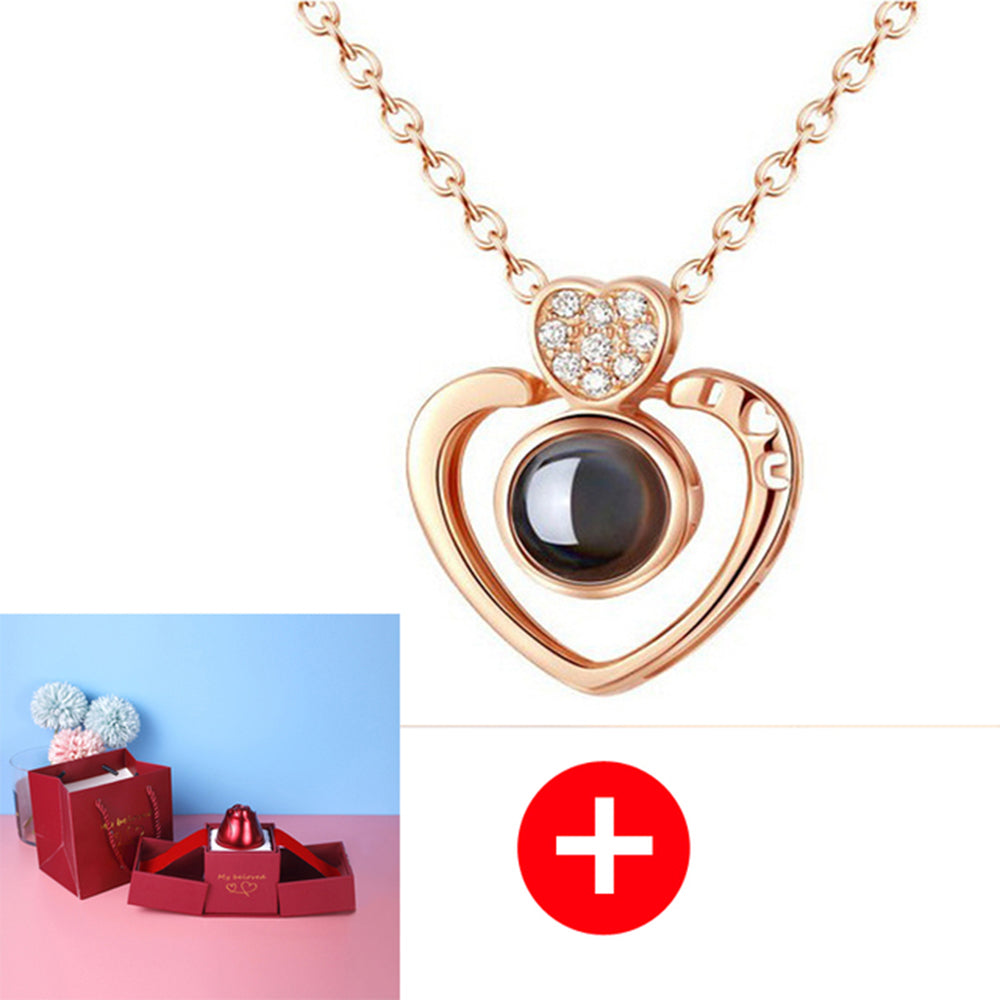 Hot Valentine's Day Gifts Metal Rose Jewelry Gift Box Necklace
