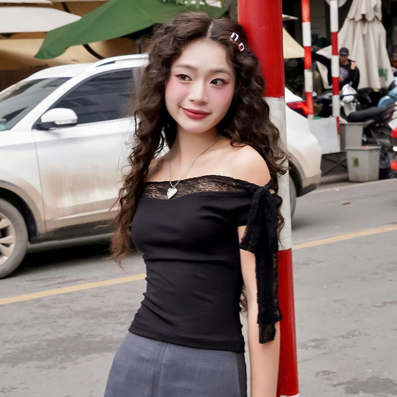 Elegant Lace Stitching Top