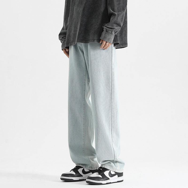 MEN'S WASHED STRAIGHT LEG JEANS