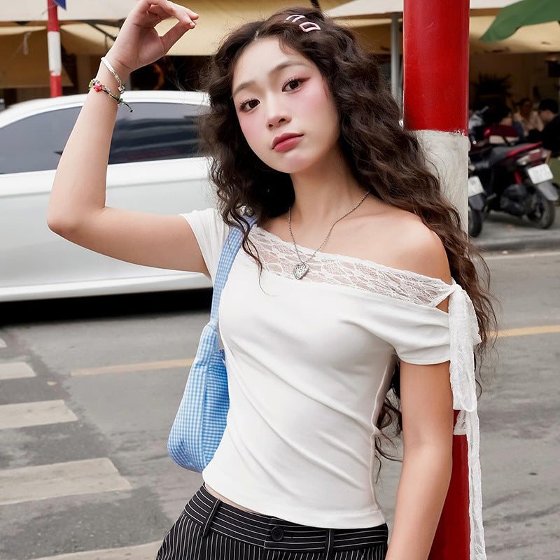 Elegant Lace Stitching Top
