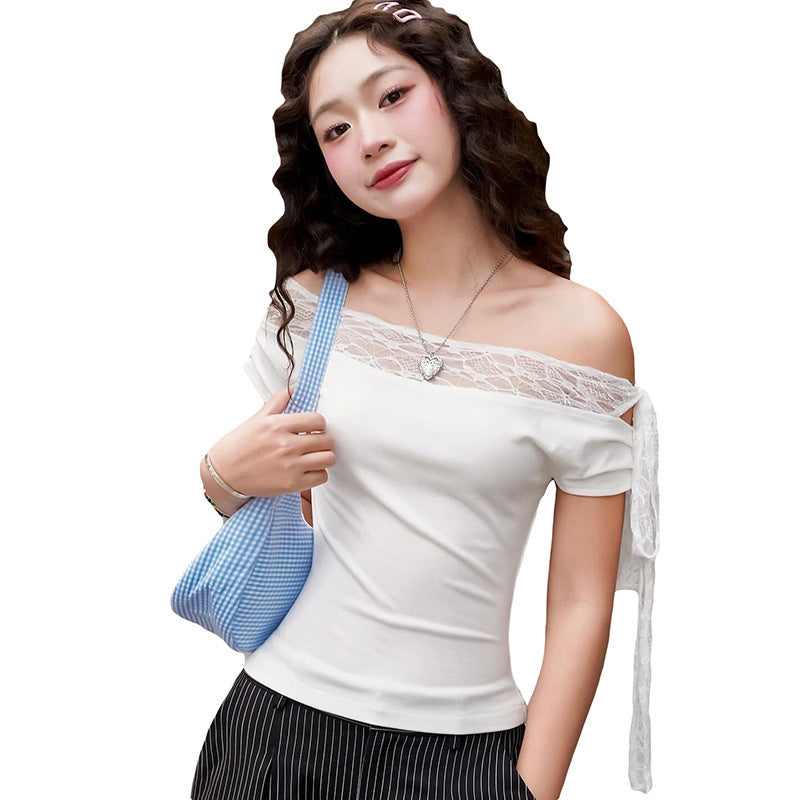 Elegant Lace Stitching Top