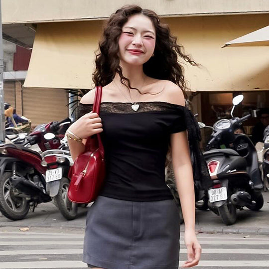 Elegant Lace Stitching Top